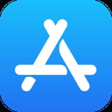 App Store logo - white stylized A on blue background